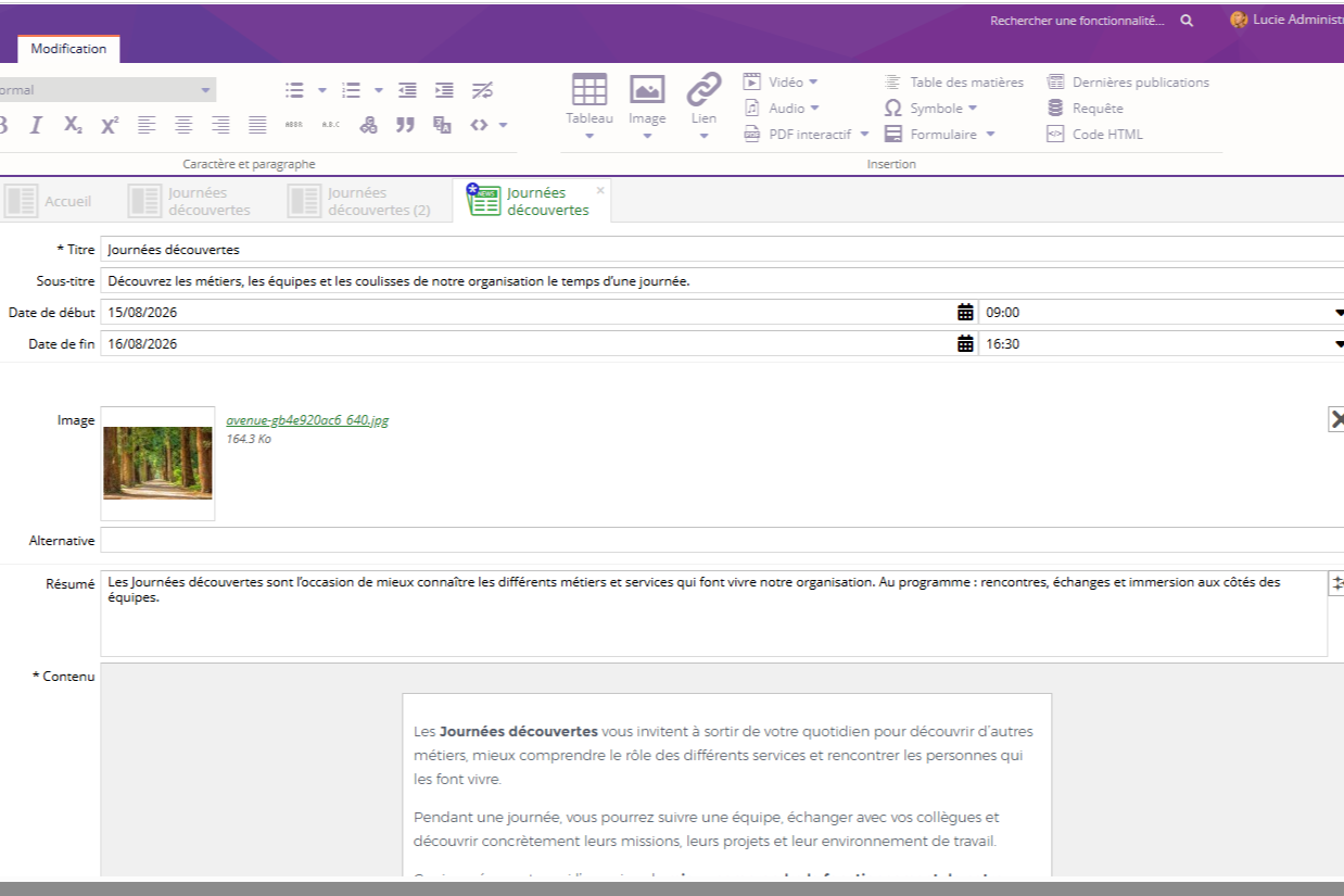 Création et validation des contenus