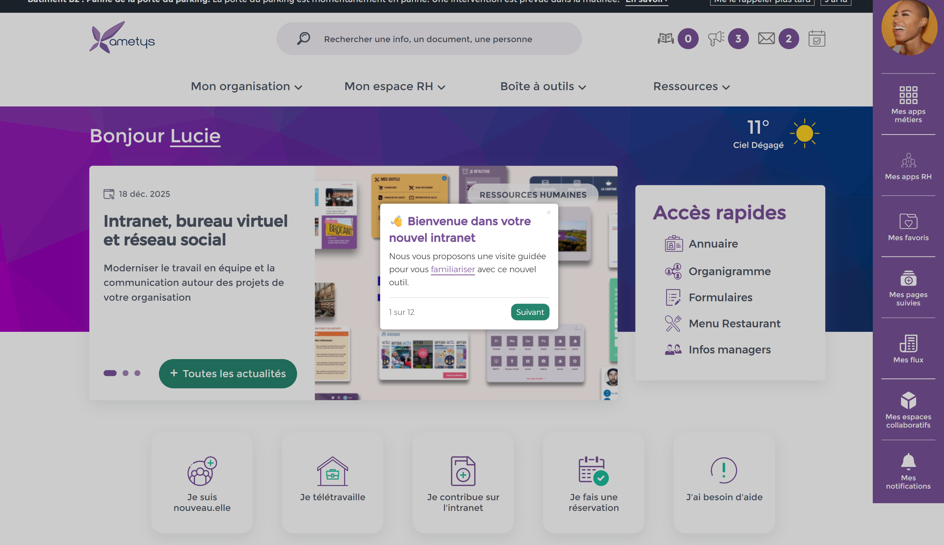 Welcome Tour – étape 1